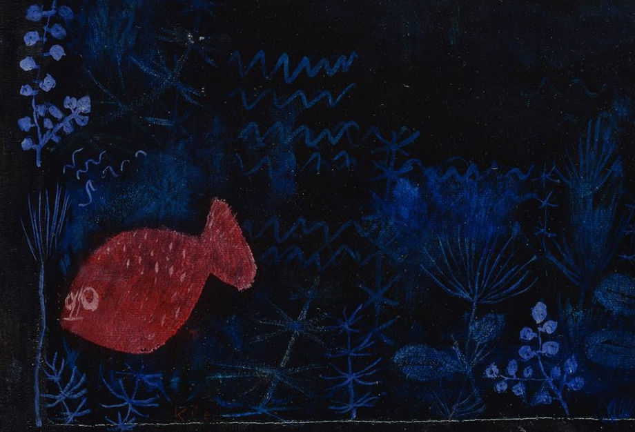 Detail 4: Plants and a red fish at the lower left in The Goldfish